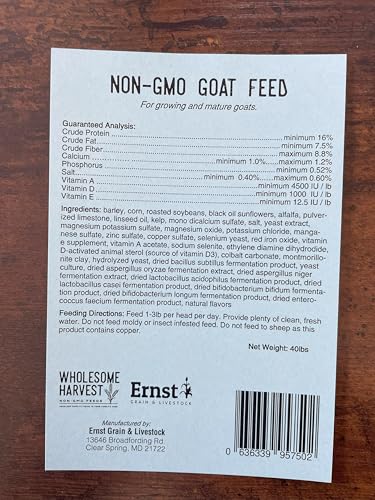 Non-GMO All-Grain Goat Feed 16% Protein - Fortifies with Goat Minerals, Vitamins, and Natural Ingredients for Strong Bones, Healthy Digestion, and Optimal Growth - 10 lb Bag - size: 10 Pound (Pack of 1)