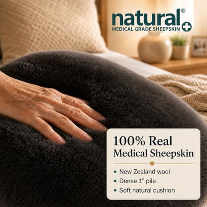 Natural Medical Sheepskin Pad, Non-Slip Back, Charcoal, 30 x 60 in, 1 Pack - color: Charcoal Grey, size: 30x60 Inch (Pack of 1)