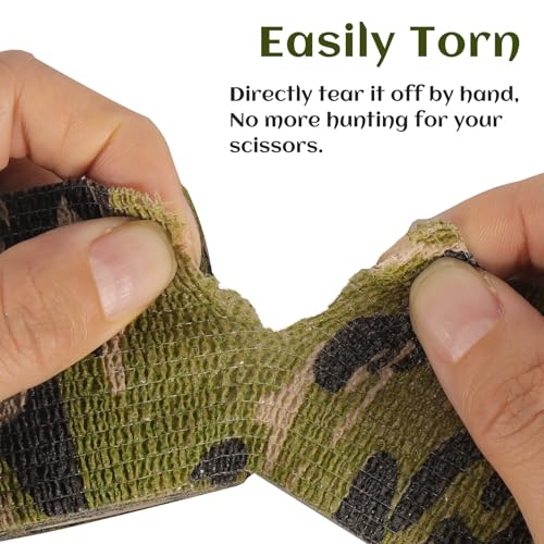 24 Rolls Elastic Self Adhesive Bandage Wrap 2 inch, Breathable Non Woven Cohesive Bandage, Vet Wrap for Dogs, Ankle Sprains Swelling Tape, Sports Athletic Tape (Jungle Camo) - color: 2 Inch-24 Count Jungle Camo