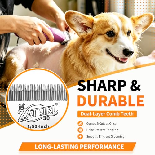 3 Pack Pet Grooming Clipper Blades with Ceramic Cutters, Sizes 10, 30 & 7FC, Silver, Compatible with Andis, Oster A5, Wahl KM10 A5 Style Dog Clippers - color: Silver, size: 10# + 30# + 7FC