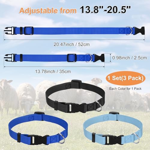 M METERXITY 3-Pack Goat Collars with Bells Polyester Black/Dark Blue/Blue - color: Black, Dark Blue, Blue