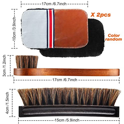 4 Pcs Horsehair Shine Shoes Brush Kit Polish Dauber Applicators Cleaning Leather Shoes Boots Care Brushes Suede Cleaner Brush with Microfiber Shoe Gloves(4 Pcs Style D) - style: 4 Pcs Style D