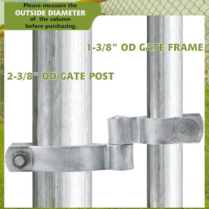 4 Pack 1-3/8" x 2-3/8" Chain Link Fence Gate Post Hinge Kit,Galvanized Steel Chain Link Fence Gate Hinge with 2 PCS Female Hinges and 2 PCS Male Post Hinges, Bolts & Nuts Included - size: 2-3/8" x 1-3/8"(4 Pack)