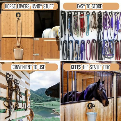 3 Pack Horse Bridle Rack Bridle Hooks – Metal Tack Hanger with Tubes & Screws for Horse Barn, Stable, or Garage Storage, Matte Black