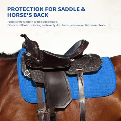 Tackmore All-Purpose Square Quilted Western Saddle Pad, Horse Saddle Pad - color: Cobalt Blue