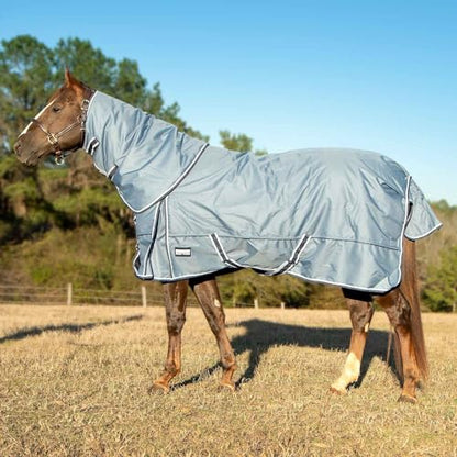 Jeffers Poplar Head Refuge 1200 Denier Turnout Blanket, Hamilton Blue, 87" – Waterproof & Breathable Horse Blanket, 240g Insulation, Adjustable Fit for Comfort & Safe Use, Durable Design - size: 87 in