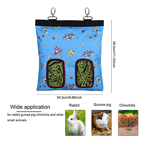 Rabbit Hay Feeder Bag Hanging Hay Rack (Pattern Blue, 2 Windows) - color: Pattern Blue