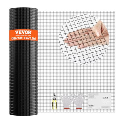VEVOR Hardware Cloth, 36'' x 50' 1/2 inch Galvanized Wire Mesh Roll, 19 Gauge Chicken Wire Fencing Roll, Vinyl Coating Metal Wire Mesh for Chicken Coop Barrier, Rabbit Snake Fences, Poultry Enclosures - size: 1/2inch 36'' x 50'