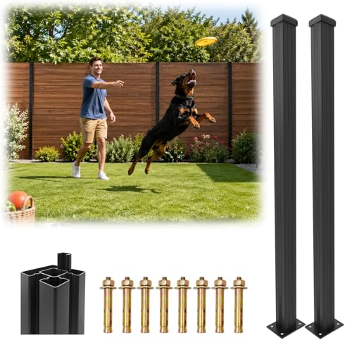 2 Pack 6ft Heavy Duty Aluminium Fence Post, No Dig Metal Post for Outdoor Privacy Fence Panels, Compatible with Wood Slats and Composite Boards for Patio, Backyard & Garden (2 Pack) - color: 6 ft Post-2pcs