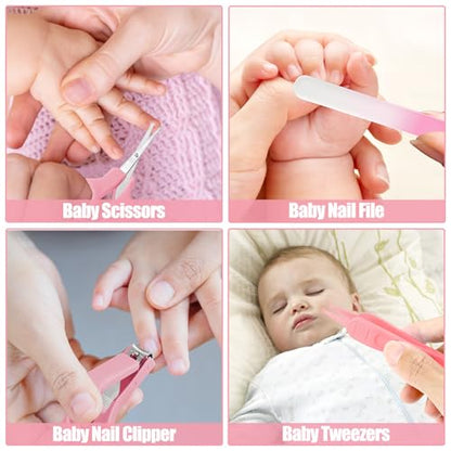 Baby Healthcare and Grooming Kit for Newborn Kids, 24PCS Upgraded Safety Baby Care Kit, Newborn Nursery Health Care Set, Baby Care Products - style: PINK-24