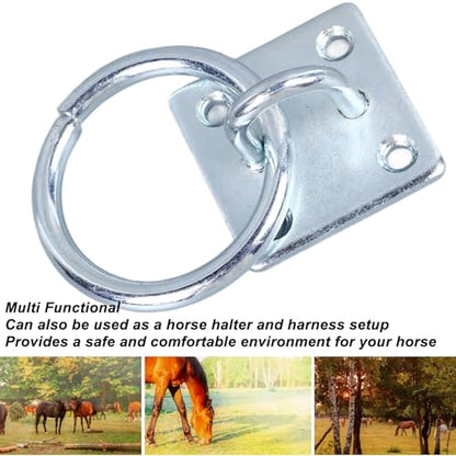 Tie Ring,Tie Ring Plate Horse Barn Supplies for Stable Horse Bathing | Tie Ring for Horses, Metal Block Tie Ring Replacement Hitching Rings Tie down ﻿