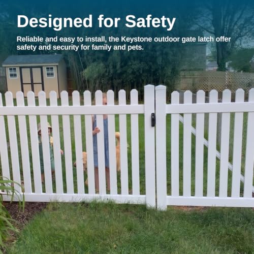 Weatherables Keystone 2-Sided Key-Lockable Gate Latch – Zinc Diecast Metal Heavy Duty Gate Latch with Self-Latching Gate Lock, Made for Easy Installation on Metal, Wood & Vinyl Fences, Keyed Alike - style: 2-Sided Metal