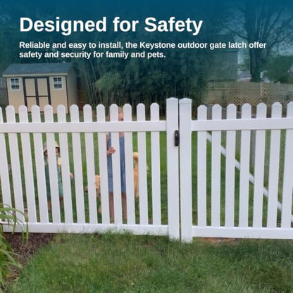 Weatherables Keystone 2-Sided Key-Lockable Gate Latch – Zinc Diecast Metal Heavy Duty Gate Latch with Self-Latching Gate Lock, Made for Easy Installation on Metal, Wood & Vinyl Fences, Keyed Alike - style: 2-Sided Metal