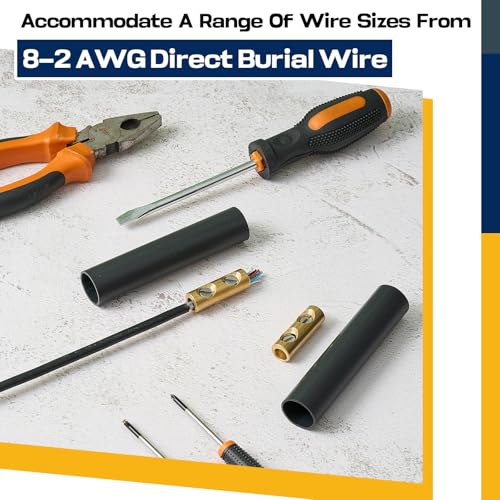 Relaxweex 2 Sets Underground Wire Splice Kit UF, Connector,8-2 Awg - size: 8-2 Awg