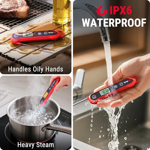 TempPro TempSwift 1 Sec Meat Thermometer Digital for Kitchen Cooking Food - color: Red