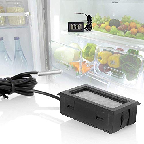 ACEIRMC 3pcs Black Digital LCD Thermometer Temperature Monitor with External Probe for Fridge Freezer Refrigerator Aquarium (Fahrenheit) - color: Fahrenheit