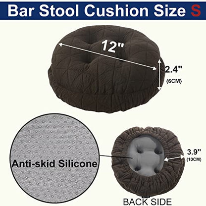 BUYUE Round Bar Stool Seat Cushion, Dia.12 Luxury Fashion Jacquard with Anti-Skid Silicone Bar Stool Cushion Padded (Brown, S,1 Count) - color: Brown, style: Round S
