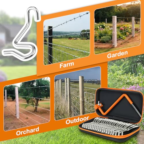 Fence Wire Tightener with Bag, 20PCS 6mm Barb Wire Fencing with Tighteners Handle, 1/4" Fence Wire Tensioning Tool for Fast Tightening Wire Fence - color: 20PCS 6mm with Bag