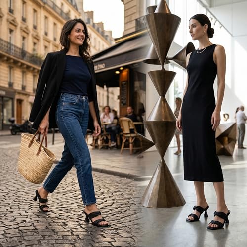 Women's Square Toe Twisted Strap Mules Open Toe Sculptural Kitten Heels Backless Slip On Sandals with Memory Foam - color: Black Twisted, size: 9