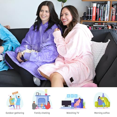 Catalonia Oversized Blanket Hoodie, Wearable Fleece Blanket Sweatshirt - color: Pink Ash / Fleece