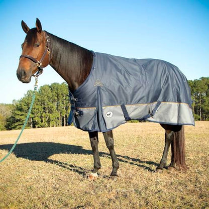 Jeffers Economy Plus Turnout Blanket with Standard Neck for Horses – 1200 Denier Waterproof Shell, 240g Polyfill Insulation - Breathable Weatherproof & Warm Equine Blankets, Navy & Gray – 69 inches - size: 69"