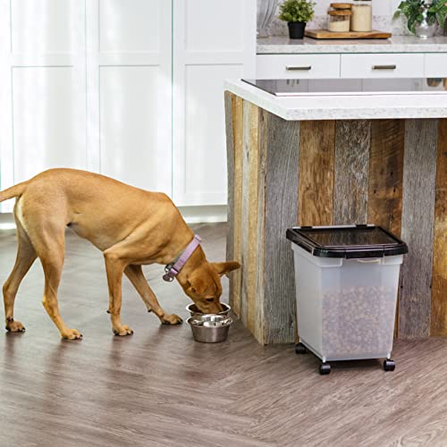 IRIS USA Dog Food Storage Container, Up to 25 lbs, Black, Made in USA - color: Black, size: 25 lbs
