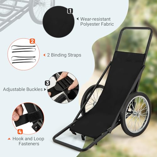 Goplus Folding Deer Cart with Polyester Liner, 550 LBS Heavy-Duty Hunting Game Hauler with 20" Rubber Wheels, Ergonomic Handle, Utility Gear Dolly Cart for Hunting Fishing Hiking - style: 29" x 48" x 47"