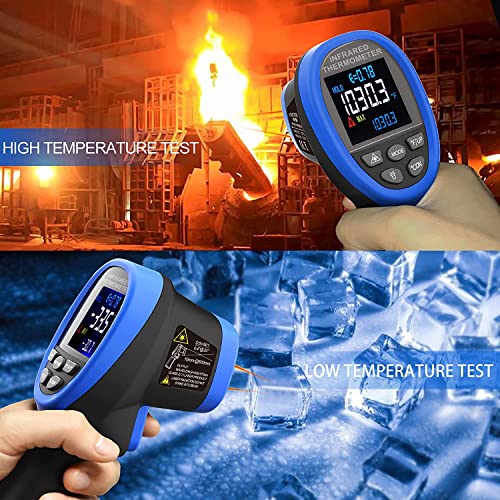 BTMETER BT-1800C Pyrometer -58°F ~3272°F (-50~1800℃) IR Temp Gun, D:S 50:1 High Temperature Infrared Thermometer for Industrial HVAC Forge Furnace Metal Smelting (NOT for Human Temp) - color: BT-1800C Blue (-58°F ~3272°F)