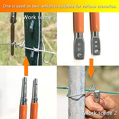 3 Hole Wire Twister Multi-Functional Bender High-tensile Wire Tool Twisting Tool Fencing Tool for Fixing Fence Wire and Wire Clip(Orange) - color: Orange