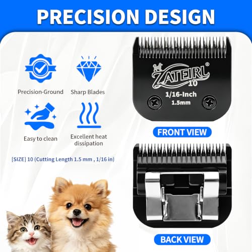 4 Pack Pet Grooming Clipper Blades with Steel Cutters, Sizes 10, 7FC, 5FC & 4FC, Black, Compatible with Andis, Oster A5, Wahl KM10 A5 Style Dog Clippers - color: Black, size: 10# + 7FC + 5FC + 4FC