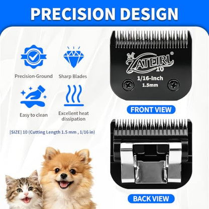4 Pack Pet Grooming Clipper Blades with Steel Cutters, Sizes 10, 7FC, 5FC & 4FC, Black, Compatible with Andis, Oster A5, Wahl KM10 A5 Style Dog Clippers - color: Black, size: 10# + 7FC + 5FC + 4FC