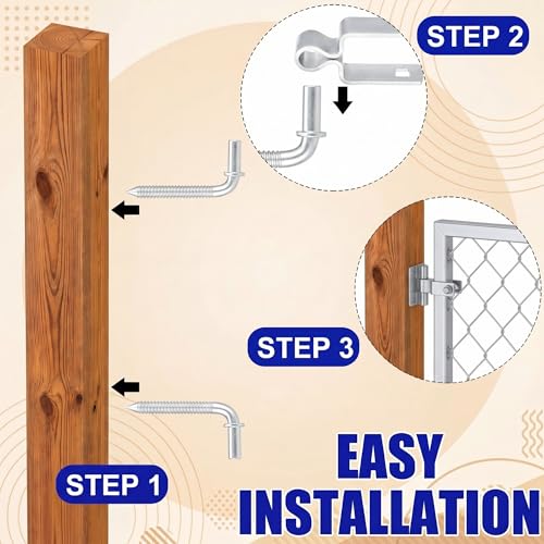 MorningRo 2 Set Farm Gate Hinges Kit 1-1/2" x 1-1/2" Square Post Hinge with 5/8" x 4-1/2" Heavy Duty Wood Post Lag Screw Farm Gate Hinge in Zinc Plated with Nuts & Washers for Repairing Square Posts