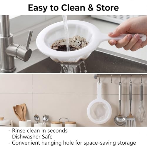 2 Pcs Fine Nylon Mesh Strainer, 100+200 Mesh Ultra Mesh Sieve Mini Kitchen Colander Food Yogurt Mesh Sieve for Filtering Yogurt Juice Milk Honey Coffee Flour