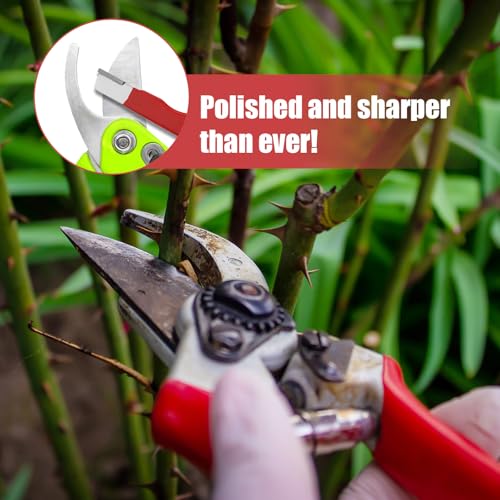 2 Pcs Garden Tool Sharpener, Multipurpose Usage Knife Sharpener Premium Wolfram Steel Portable Pocket Blade Sharpener for Pruning Shears Axe Hatchets Scissors Sickle Fence Shears(Black And Red)