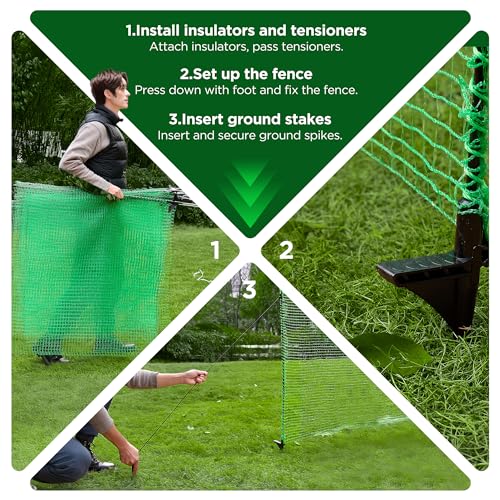 Temporary Fence with Posts,4'x50' Safety Barrier for Dog Snow Plastic Mesh Fencing with Fiberglass Stake Windbreak Rope,Movable Fencing Roll for Garden Backyard Outdoor Animal Protect - size: 4'x50'