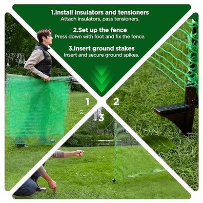 Temporary Fence with Posts,4'x50' Safety Barrier for Dog Snow Plastic Mesh Fencing with Fiberglass Stake Windbreak Rope,Movable Fencing Roll for Garden Backyard Outdoor Animal Protect - size: 4'x50'