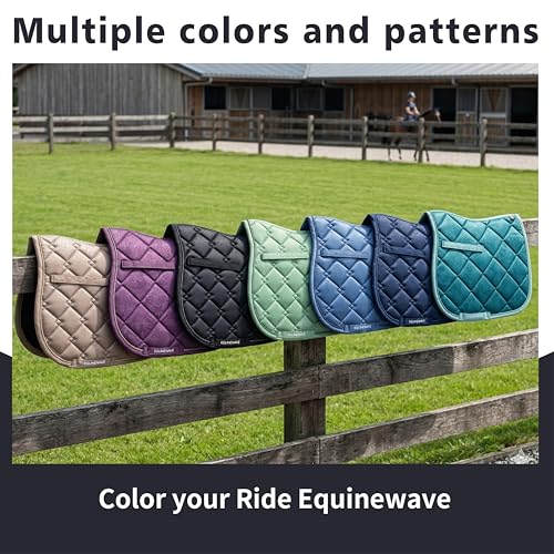 EQUINEWAVE Embossed All Purpose Saddle Pad | Cooling Performance Lining, Contoured Fit, Textured Design, English Riding - color: NAVY