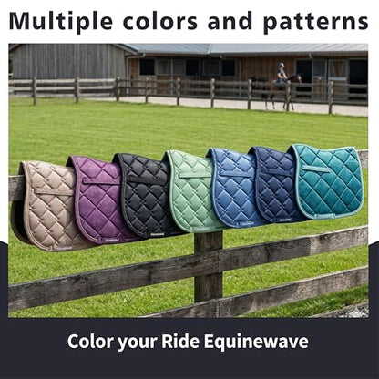 EQUINEWAVE Embossed All Purpose Saddle Pad | Cooling Performance Lining, Contoured Fit, Textured Design, English Riding - color: NAVY