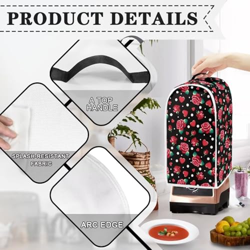 Blender Covers, Rose Waterproof Appliance Cover with Hanging Loop Comfortable and Anti Water Fabric Foldable Protective Cover - color: Fashion Rose