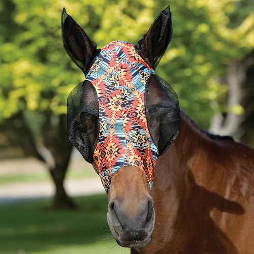 WeatherBeeta Stretch Bug Eye Saver with Ears, Western Sunset Print, Pony - color: Western Sunset Print, size: Pony
