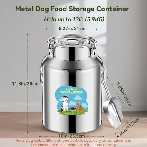Newget 13lb Stainless Steel Dog Food Storage Container with Scoop - size: 13 lb