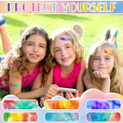 Panelee 120 Pcs Kids Bandages Bulk Waterproof Flexible, Tie Dye Style - style: Tie Dye Style