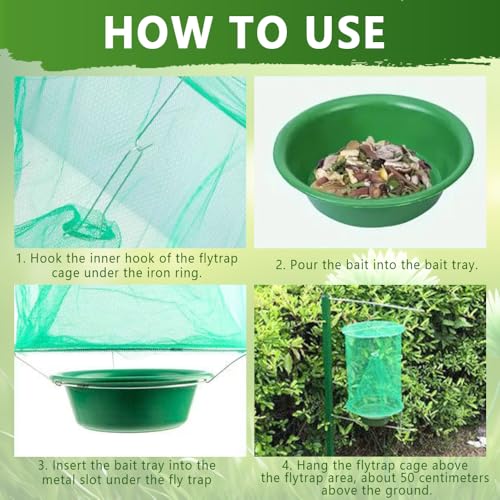 8 Pack Ranch Fly Traps, 2026 Upgraded Hanging Fly Catcher, Reusable & Efficient Fly Cage Trap for Indoor & Outdoor Use, Ideal for Family Farms, Parks, Restaurants