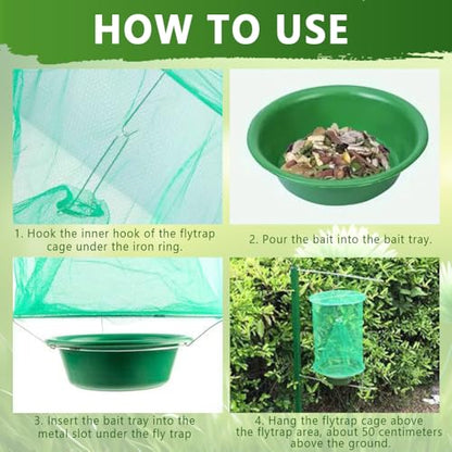 8 Pack Ranch Fly Traps, 2026 Upgraded Hanging Fly Catcher, Reusable & Efficient Fly Cage Trap for Indoor & Outdoor Use, Ideal for Family Farms, Parks, Restaurants