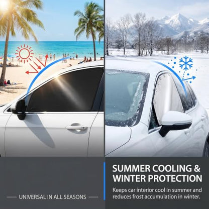 4PCS Car Window Sunshade, Blackout Car Window Covers for Ultimate Privacy, Foldable Side Window Shade, Not Blocking Rearview Mirror View, Fit for Camping, Travel and Daily Use (Black & Silver)