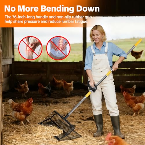 AsFrost 2-in-1 Chicken Poop Scooper & Rake for Chicken Coop