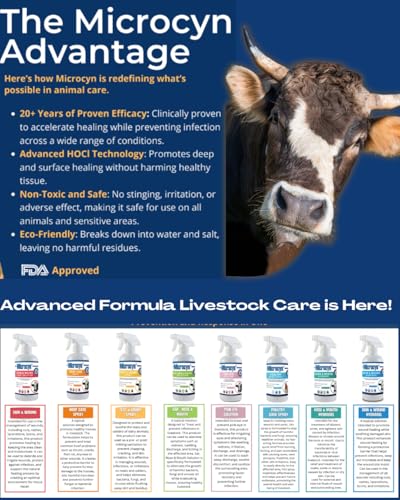 Microcyn Livestock Skin & Wound Hydrogel – 16 oz Moisture-Retaining Protective Barrier for Cuts, Scrapes & Irritated Skin – Professional Farm & Ranch Support