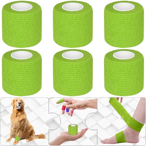 6 Pack Grass Green Self Adhesive Bandage Wrap 2 Inches x 5 Yards - color: Grass Green, size: 2 Inch