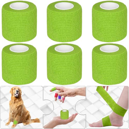 6 Pack Grass Green Self Adhesive Bandage Wrap 2 Inches x 5 Yards - color: Grass Green, size: 2 Inch
