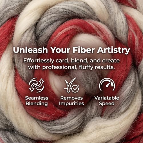 Electric Wool Carding Machine, Wool Felt Drum Carder, with Brush & Awl, Foot Pedal, Remove Fiber Impurities, Fast Color Mixing Wool Blending Wheel, for Fluffy, Plush Crafts